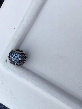 Sterling-Style Blue Pavé Bead Charm